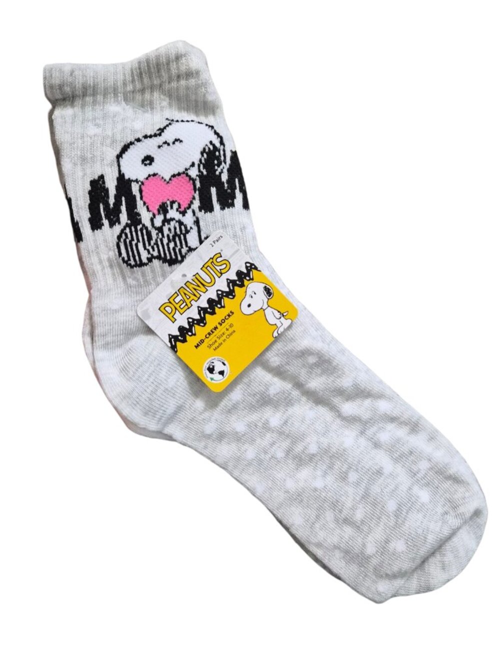 2-Pk Peanuts Womens Mid Crew Mom Socks Size 9-11 Fits Shoe Size 4-10 Lightweight - Picture 4 of 6